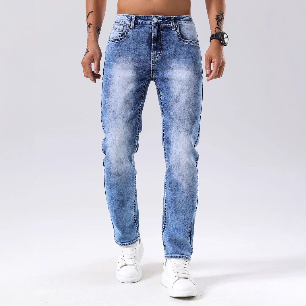 Slim Fit Men's Jeans For Everyday Comfort - Classic Straight Leg Denim Pants With Mid-Rise & Stretch Fabric (Multiple Sizes Available)_mkmklike.com