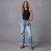 Women's Clothing Distressed Fringe Hem High-Waisted Straight Leg Jeans – Edgy Streetwear & Boho Chic_mkmklike.com