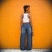 Women's Faux Two-Piece Layered Plaid Patchwork Frayed Hem Casual Jeans Regular Fit Spring/Autumn Summer Cotton Denim_mkmklike.com
