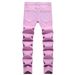 Men's Pink Distressed Straight Fit Denim Jeans – Vintage Washed Cotton Pants For Urban Fashion (Sizes 28-40, Trendy Pink)_mkmklike.com