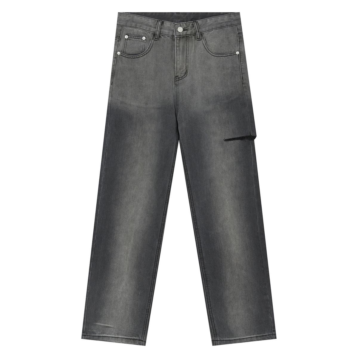 Men's Korean Style Tie-Dye Gradient Side Ripped Jeans - Trendy Loose Fit Distressed Denim Pants For Casual Wear_mkmklike.com