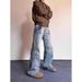 Men's Washed Denim Jeans Trendy Versatile Loose Straight Leg Wide Leg High Street American Casual Trousers for Spring Autumn_mkmklike.com