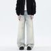Vintage Washed Distressed Jeans For Men – Relaxed Straight Leg, Oversized High-Street Style, Long & Dragging Hem For Spring & Fall_mkmklike.com