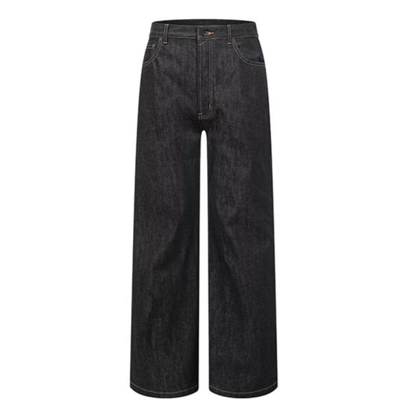 Men's Clothing Non Fading 13.5 Ounces Original Denim Solid Color Jeans Straight Loose Versatile Casual Trousers For Men_mkmklike.com