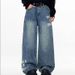 Vintage Washed Denim Jeans For Men - Retro With Printed Letters, Loose Fit, Streetwear Casual Pants_mkmklike.com