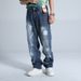 Streetwear Men's Paint-Splatter Denim Jeans – Washed Straight-Leg, Relaxed Fit (Sizes 31-38, Stonewashed & Slight Stretch)_mkmklike.com
