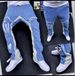 Men's Clothing Simple And Versatile New Style Stitching High Waist Zipper Trendy Jeans_mkmklike.com