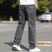 Men's Stretch Straight Leg Jeans Comfortable Relaxed Fit Classic Denim Pants in Smoke Grey Light Blue Stonewashed Blue Casual Workwear_mkmklike.com