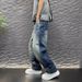 Men's Clothing Men's Retro Washed Distressed Cleanfit Jeans Loose Straight Leg Wide Leg Floor Length Summer Trousers_mkmklike.com