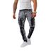 Premium Stretch Slim Fit Men's Jeans - Black Grey Distressed Denim Pants With Straight Leg & Mid Rise For Casual Wear_mkmklike.com