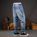 Men's Relaxed Fit Vintage Washed Denim Pants – Classic Harem Style With Artisan Distressing (28-38) – 90s Retro Streetwear For Casual Wear_mkmklike.com