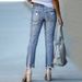 Women's Clothing Washed Worn Out Tassel Jeans Fit High Elastic Feet Denims Pants_mkmklike.com
