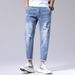 Large Size Men's Clothing Spring And Summer Thin Nine-point Jeans Men's Trend Loose And Fat Plus Size Ripped Jeans Men_mkmklike.com