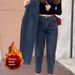 Fleece-Lined Pear-Shaped Body Harem Stretch Jeans For Women New Autumn Winter Plus High Waist Slimming Large Size_mkmklike.com
