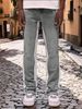 Men's Clothing Hot Selling Ink Splatter Ripped Flared Jeans, High Street Distressed Washed Long Pants, Straight Leg._mkmklike.com