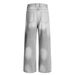 Heavy-Duty Faded Washed Gradient Denim Men's Punk Handmade Distressed Loose Straight-Leg Pants Trendy_mkmklike.com