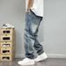 Spring American Casual Ruffian Handsome Retro Ripped Patch Jeans Men's Straight Loose Versatile Tapered Beggar Pants_mkmklike.com