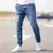 Pulse 2024 Cross-Border European And American Skinny Stretch Ripped Tight Men's Jeans_mkmklike.com