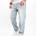 Men's Clothing Trendy High Street Jeans Loose Wide Leg Straight Pants_mkmklike.com