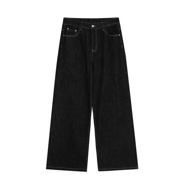 Original Color Denim Wide-Leg Men's Street Fashion Versatile Loose Straight Long Pants American Casual Simple Stitching_mkmklike.com