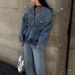 Women's New Autumn And Winter Diamond Beaded Loose Denim Jacket Long Sleeve Top_mkmklike.com