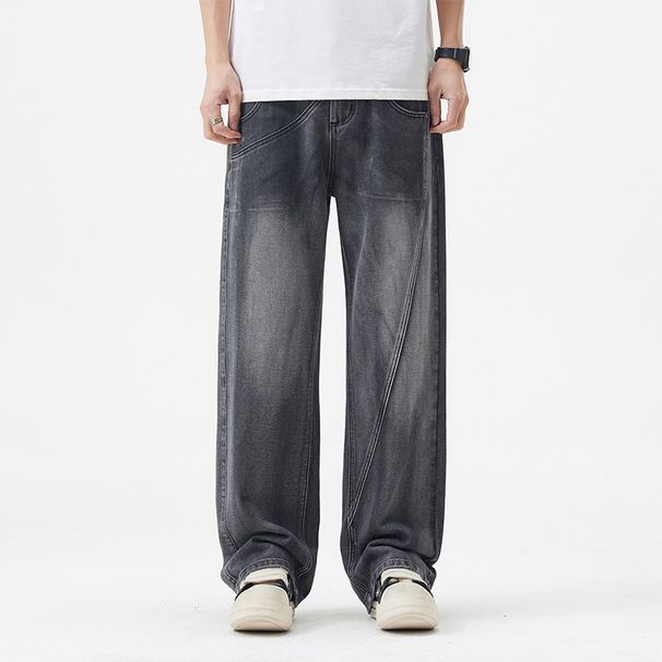 Small Niche Design Splicing Wide Leg Jeans Men # Fashion High Street 2025 Spring New Product Trendy Brand Long Pants For_mkmklike.com