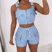 Women's Clothing suspender vest + shorts set_mkmklike.com