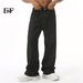 EF JEANS | 2024 New Niche Premium Detachable Belt Straight Washed Black Drape Jeans Tide_mkmklike.com