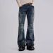 Retro Y2K Flared Jeans Men's Clothing Gothic High Street Washed Distressed Midweight Wide Leg Trousers Black Blue Cotton Trendy_mkmklike.com