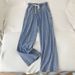 Elastic Waist 2024 Straight-Leg Jeans For Plus-Size Women, Slimming Mid-Waist Wide-Leg Long Pants, Versatile Summer Thin_mkmklike.com