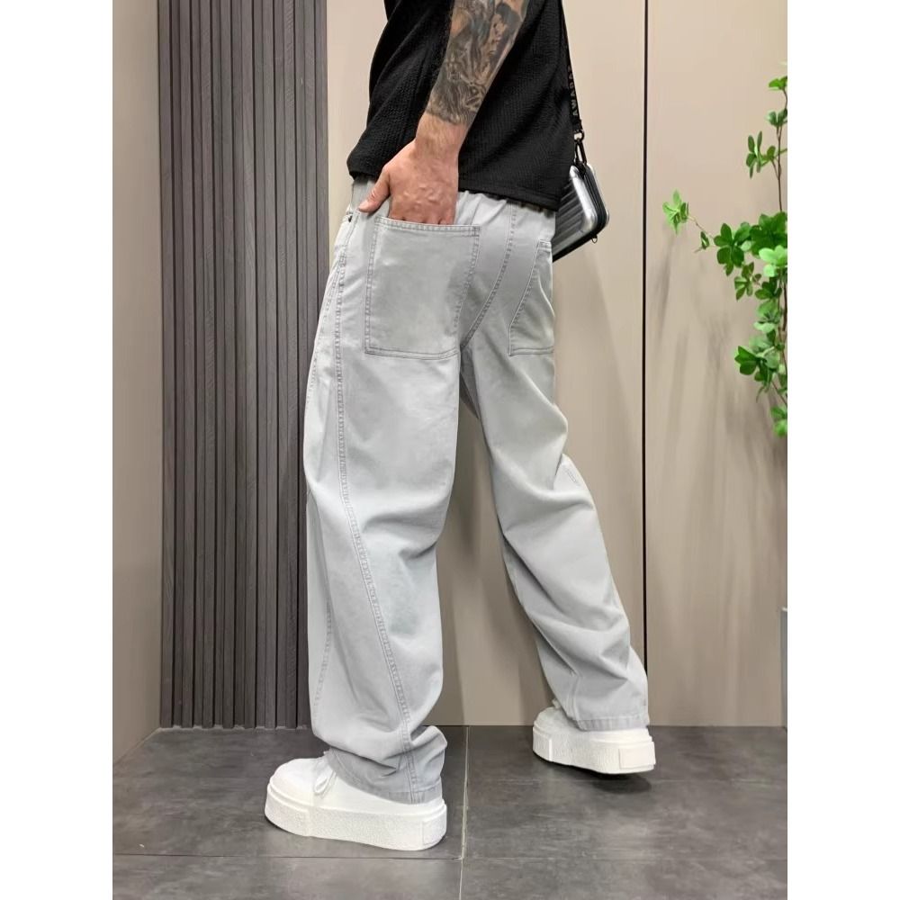 Cleanfit Washed Denim Jeans For Men – Slim Straight Leg With Artistic Panel Design (Light Wash, S-3XL, Relaxed Fit)_mkmklike.com
