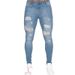 Suitable For All Seasons Men's Jeans Washed Slim Fit Knee Ripped 2018 Spring Summer Thin Style_mkmklike.com