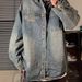 American Brand Niche Fashion Creative Vintage Denim Long Sleeved Jacket With Collar For Men And Women Loose Casual Shirt_mkmklike.com