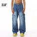 EF JEANS | 2024 New Product, American Street Trend Heavy Industry Splicing Multi-pocket Washed Jeans Casual_mkmklike.com