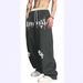 Men's Sweatpants Cross Letter Pattern Gothic Street, Drawstring Straight Casual Sweatpants_mkmklike.com