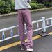 Vintage Washed Purple Denim Jeans For Men - Relaxed Fit Straight Leg Casual Work Pants With Retro Style_mkmklike.com