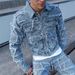Personalized Tassel Men's Denim Jacket, Fashionable Casual Trendy Brand Washed Patch Frayed Edge Top Jacket_mkmklike.com