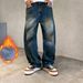 Men's Clothing Washed Distressed Jeans Wide Leg American Streetwear Distressed Jeans – Oversized Straight Fit, Washed & Ripped (S-5XL, 4 Colors)_mkmklike.com
