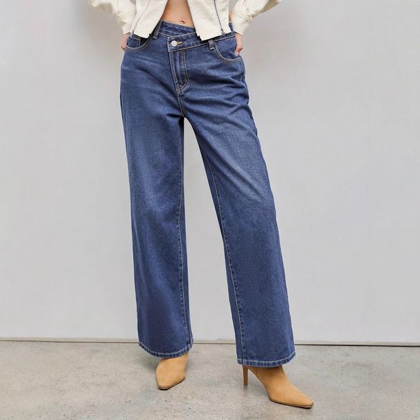 Women's Clothing Retro Blue Jeans For Women Casual Straight Leg Design Autumn Fashion Women's Denim Jeans_mkmklike.com