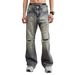 Men's Style Distressed Jeans Spring Summer Rhinestones Sparkles High Street Trend Loose Fit Straight Leg Slightly Flared_mkmklike.com
