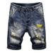 Summer Lightweight Ripped Denim Shorts For Men, Loose Straight-leg Mid-length Pants, Men's Workwear Trendy Hot-selling_mkmklike.com