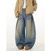 Men's Vintage Streetwear Denim Pants Distressed Washed Baggy Jeans Straight Leg Dropped Crotch Relaxed Fit Button Fly_mkmklike.com