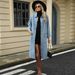 Trendy Oversized Denim Jacket For Women - Long Washed Cotton Coat With Lapel Collar, Streetwear Fashion For Fall_mkmklike.com