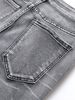 Men's Stretch Denim Jeans, Streetwear, Tearing Patchwork Holes, Torn Denim, Elastic Waist, Leisure Pants, Narrow Fit, Straight Pants_mkmklike.com