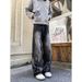 High Street Style Tie-dye Gradual Change Jeans Men's Niche Wide-leg Hiphop Teen Loose Straight Micro-pull Pants_mkmklike.com