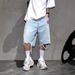 Men's Summer Map Print Denim Shorts - 5-Inch Fringe Streetwear Shorts_mkmklike.com