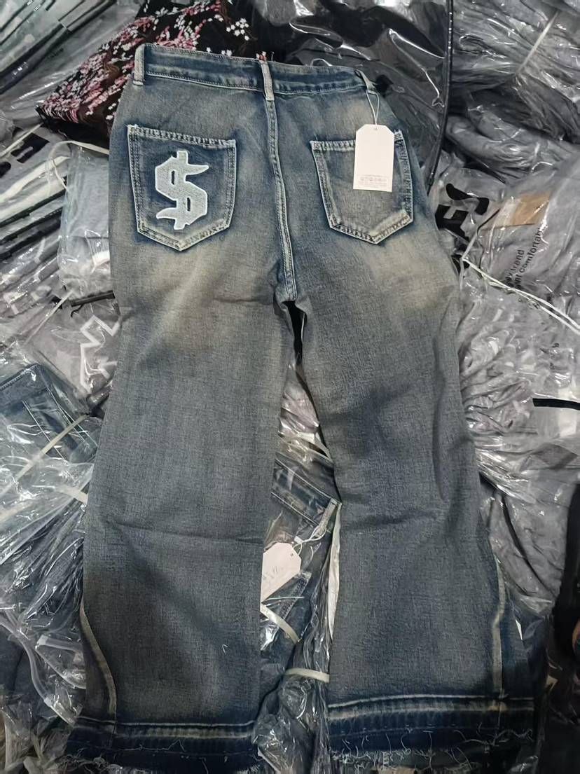 Men's Clothing Retro Washed Distressed Men's And Women's Jeans Y2K Personalized Street Dark Fashion Independent Website Cross Border_mkmklike.com