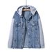 Plus Size Patchwork Denim Jacket Women's Casual Oversized Sweatshirt Relaxed Everyday Wear Versatile Comfortable Feshion Trend_mkmklike.com