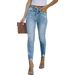 Women's Mid-Waist Skinny Jeans Stretch Denim Ripped Long Hot Girl Sexy Style_mkmklike.com
