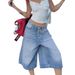 Vintage Washed Denim Shorts With Multi-Button Detail – Relaxed Fit, Mid-Rise, Comfortable Cotton Blend For Casual & Streetwear_mkmklike.com